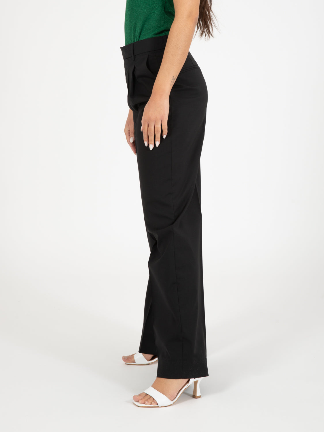 Pantaloni in misto lana nero