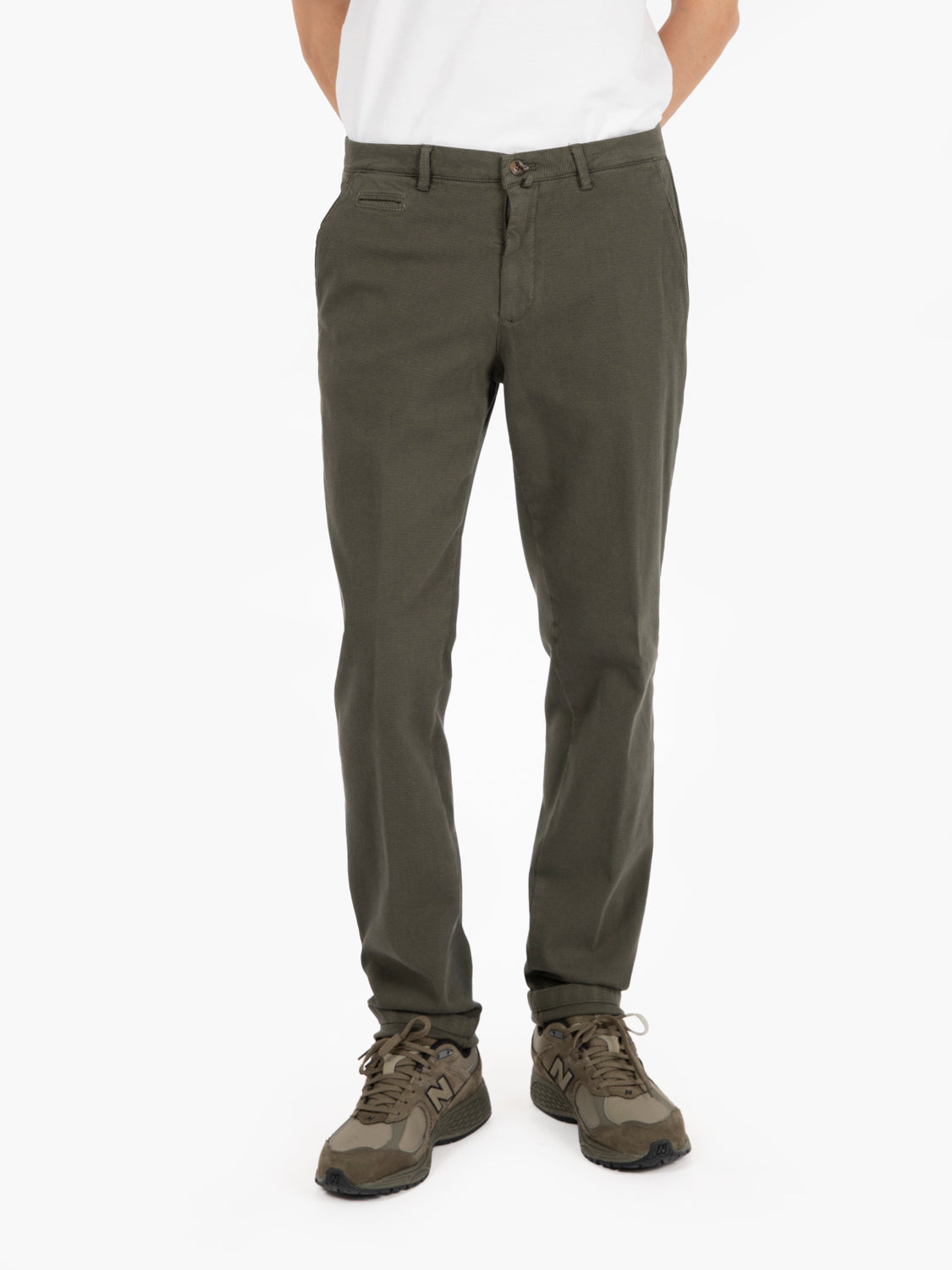 Pantaloni in tessuto operato di cotone verde