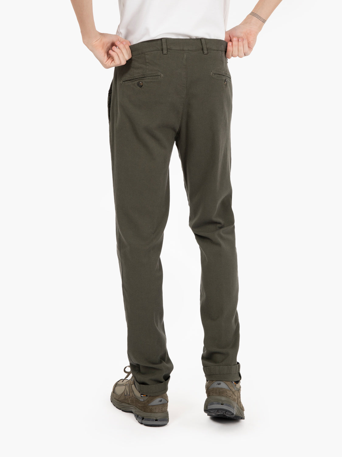 Pantaloni in tessuto operato di cotone verde