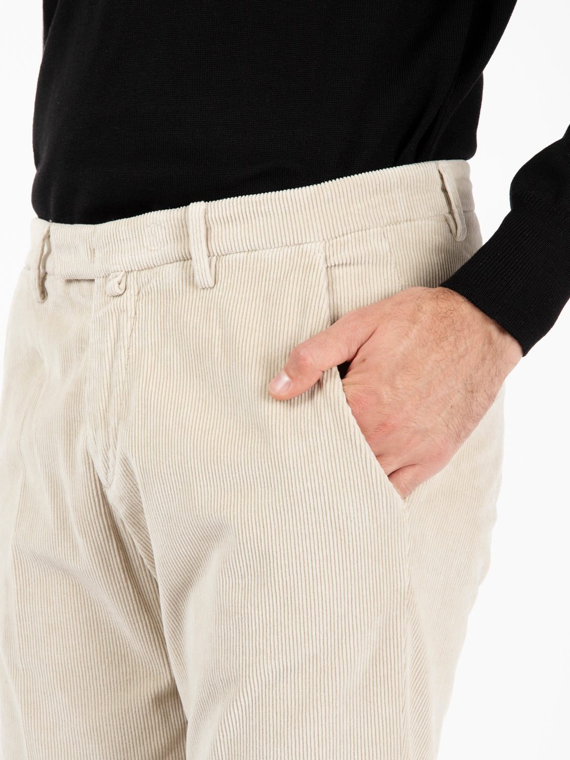 Pantaloni in velluto a costine beige