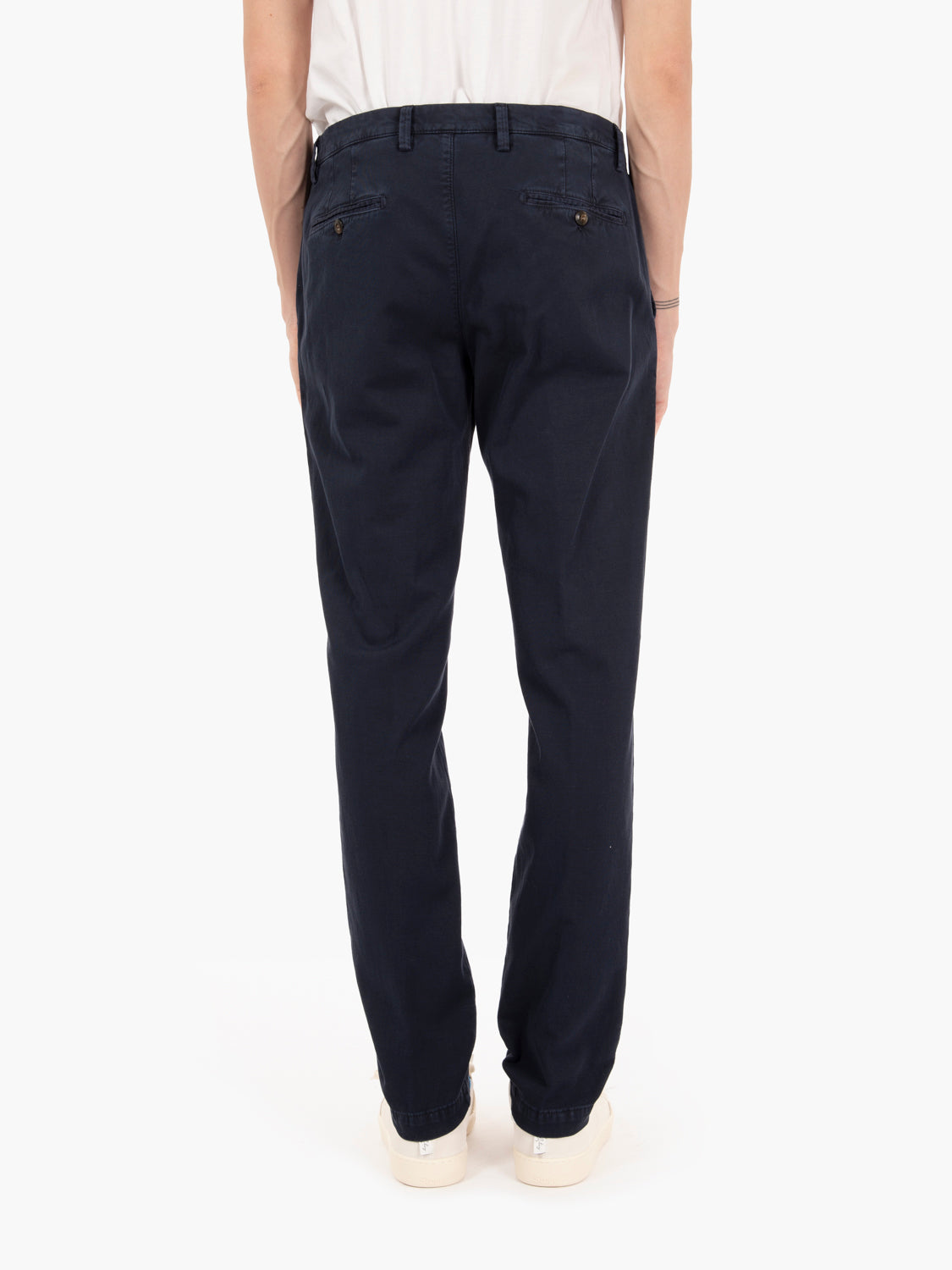 Pantaloni tricotina in lino e cotone navy