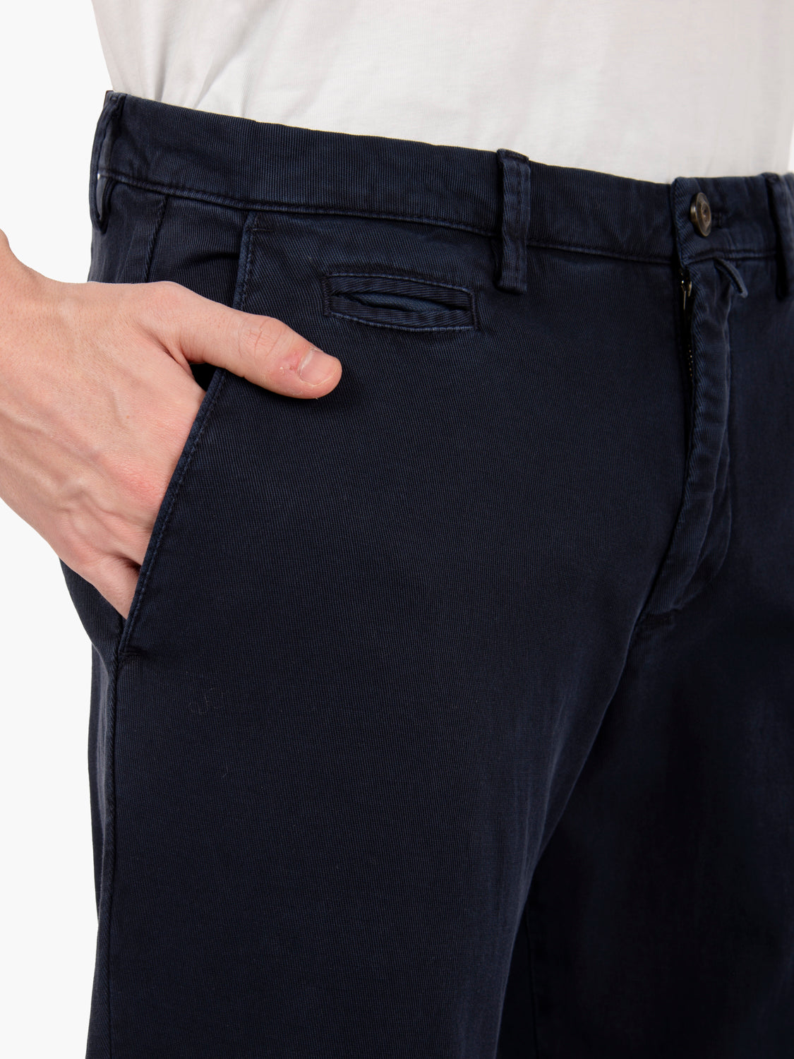 Pantaloni tricotina in lino e cotone navy