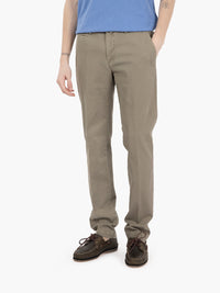 Pantaloni tricotina in lino e cotone tortora