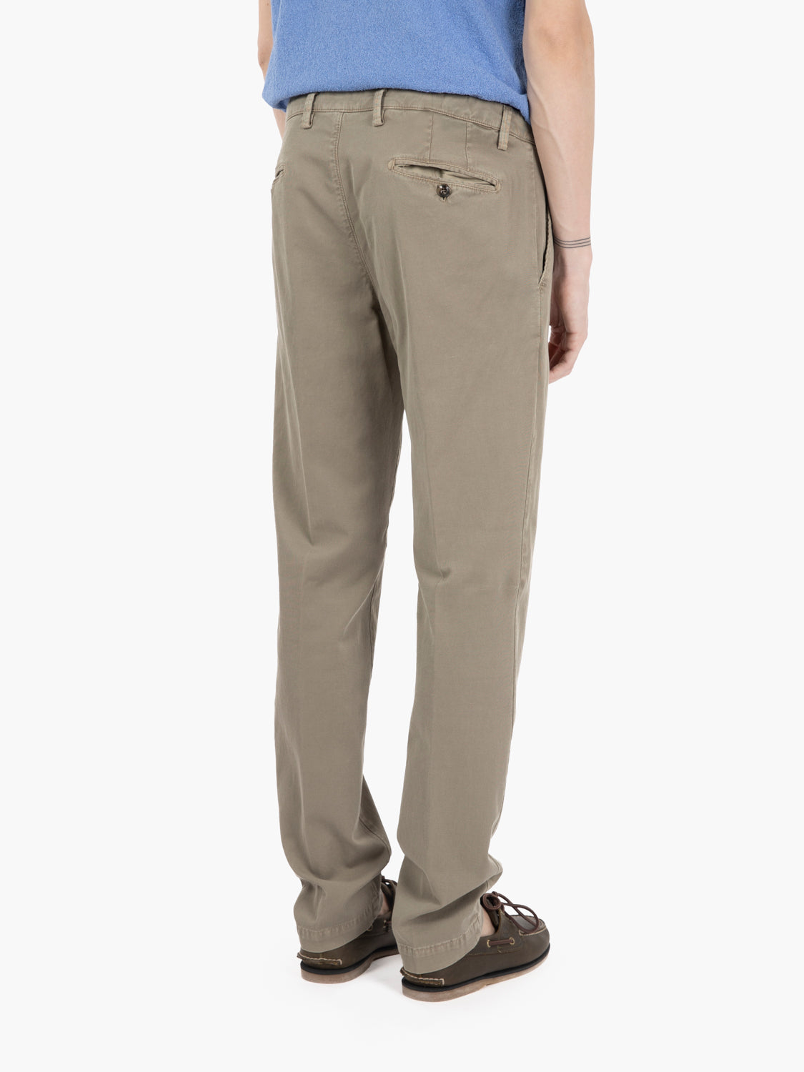 Pantaloni tricotina in lino e cotone tortora