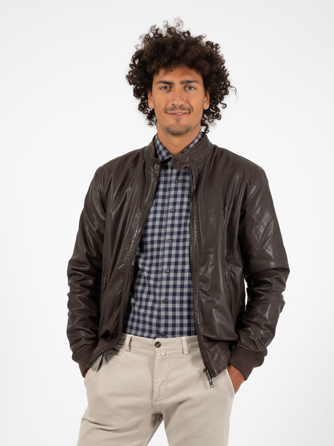 Bomber in pelle fondente
