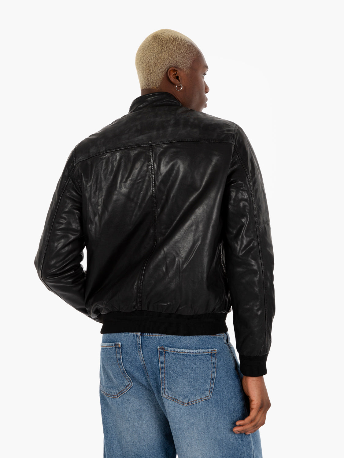 Bomber in pelle nero