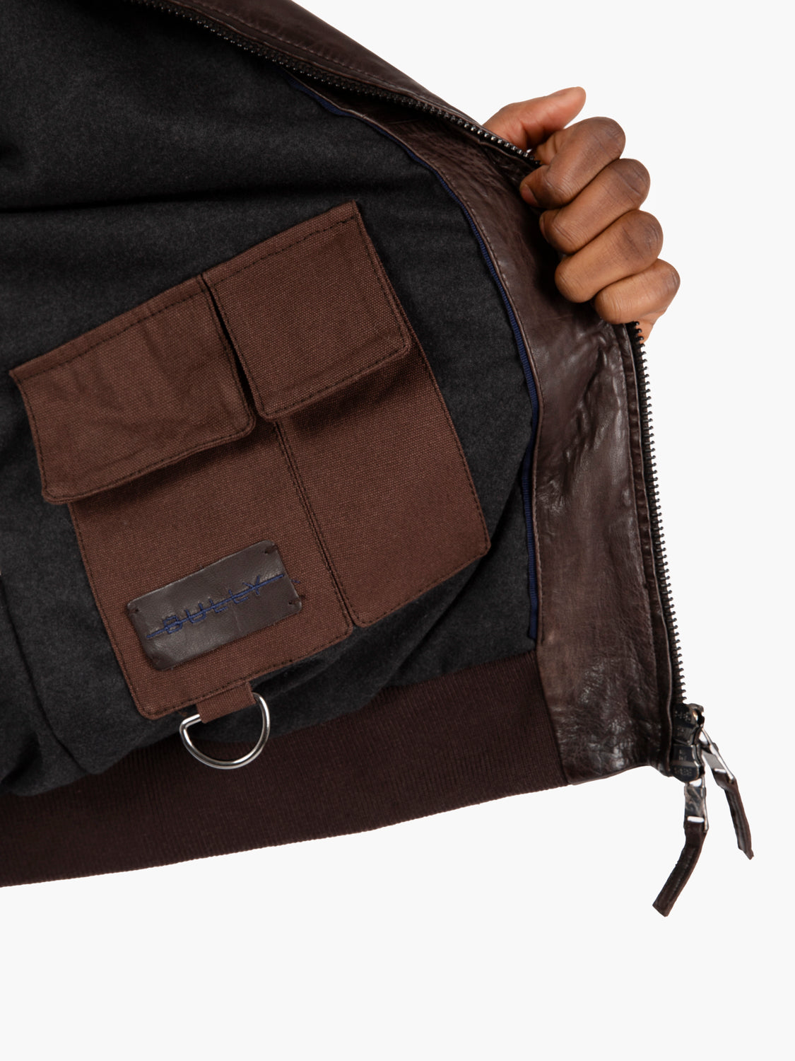 Bomber in pelle testa di moro