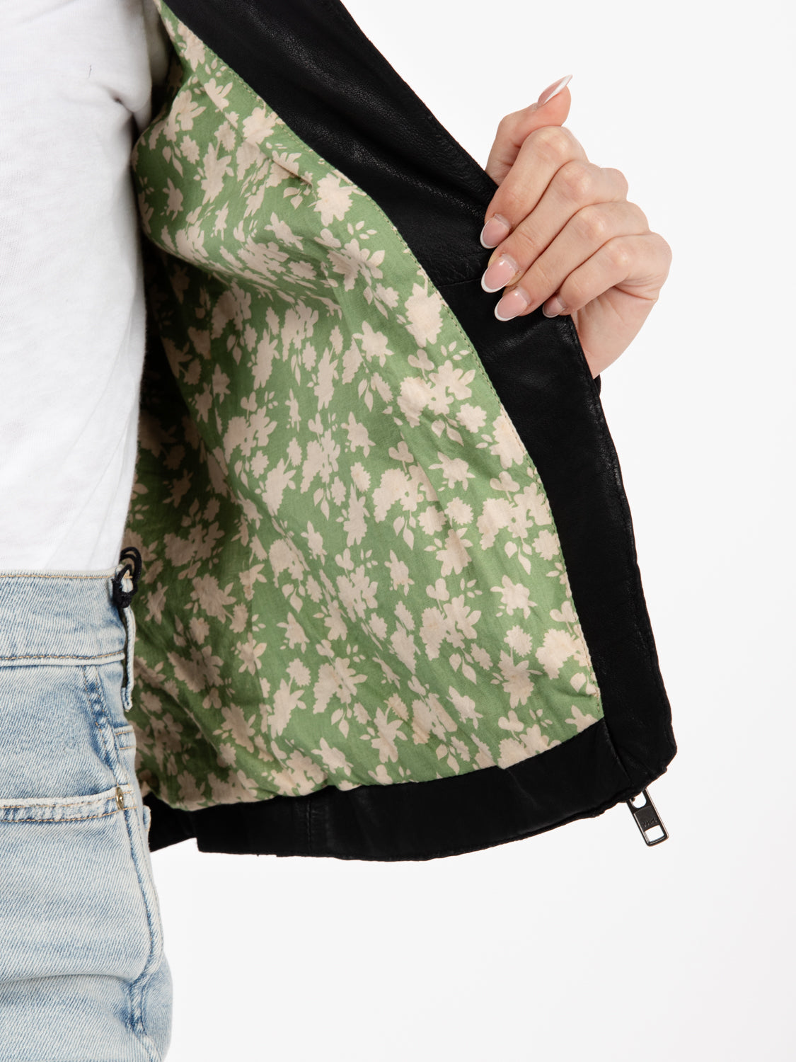 Chiodo biker in pelle nero