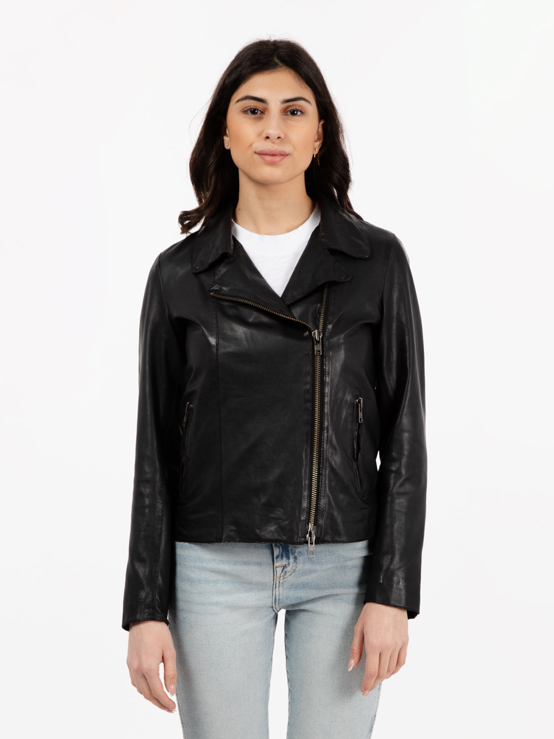 Chiodo biker in pelle nero
