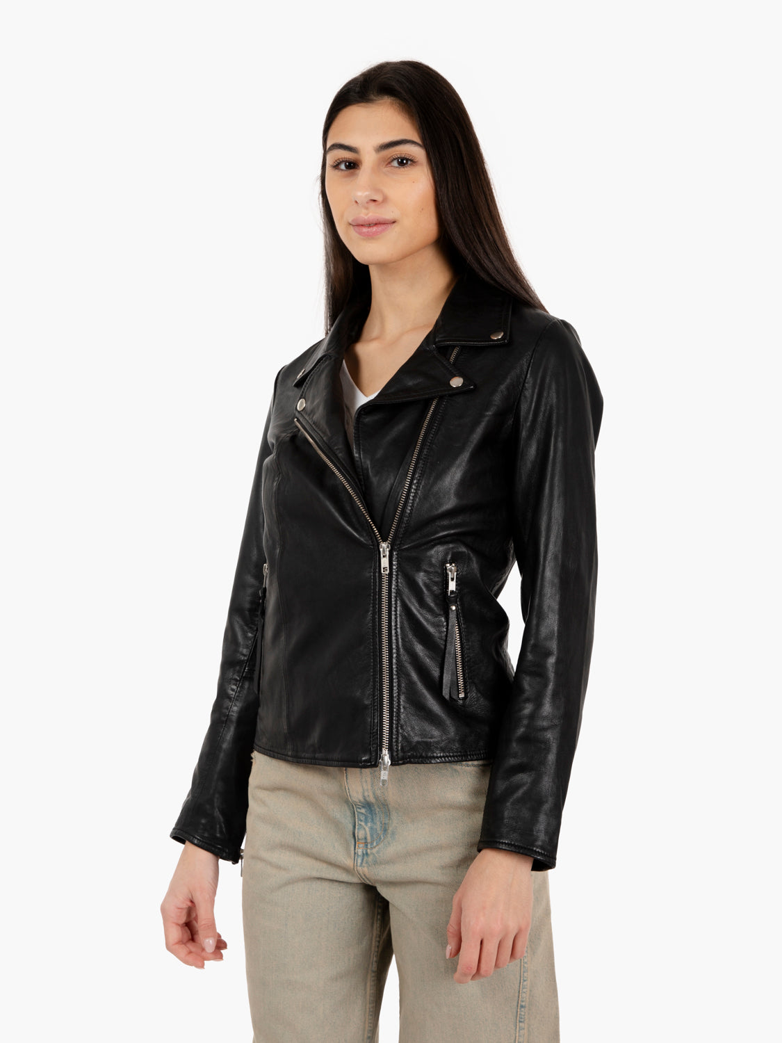 Chiodo in pelle nero
