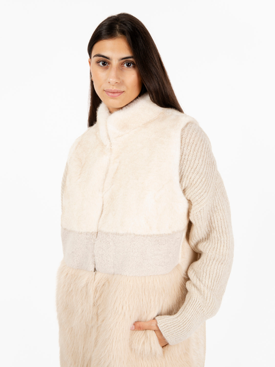 Gilet in ecopelliccia bianco