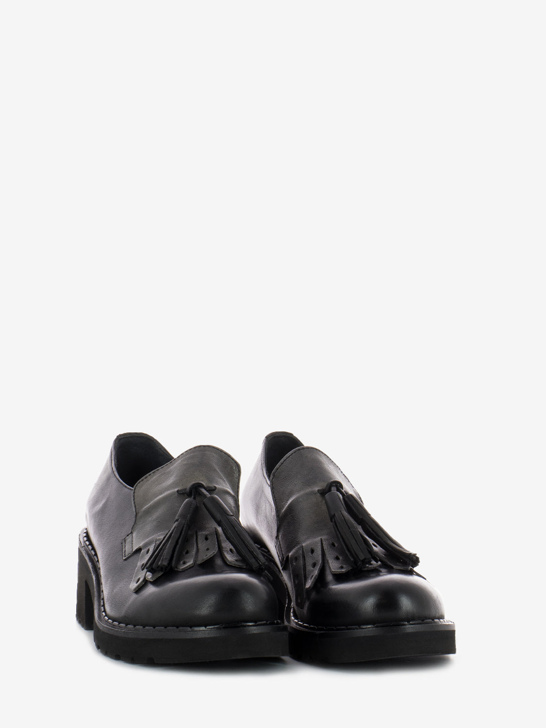 Black/Grey Fringe and Tassel Loafers
