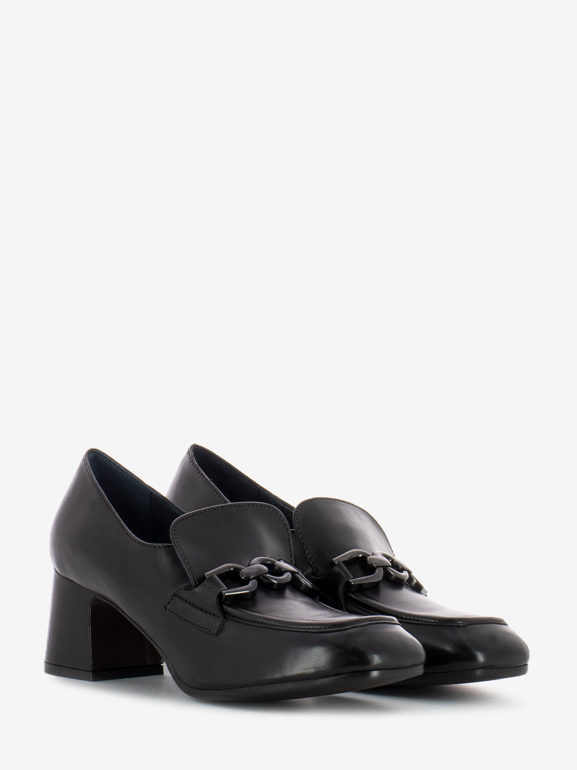 Black Chain Leather Moccasin