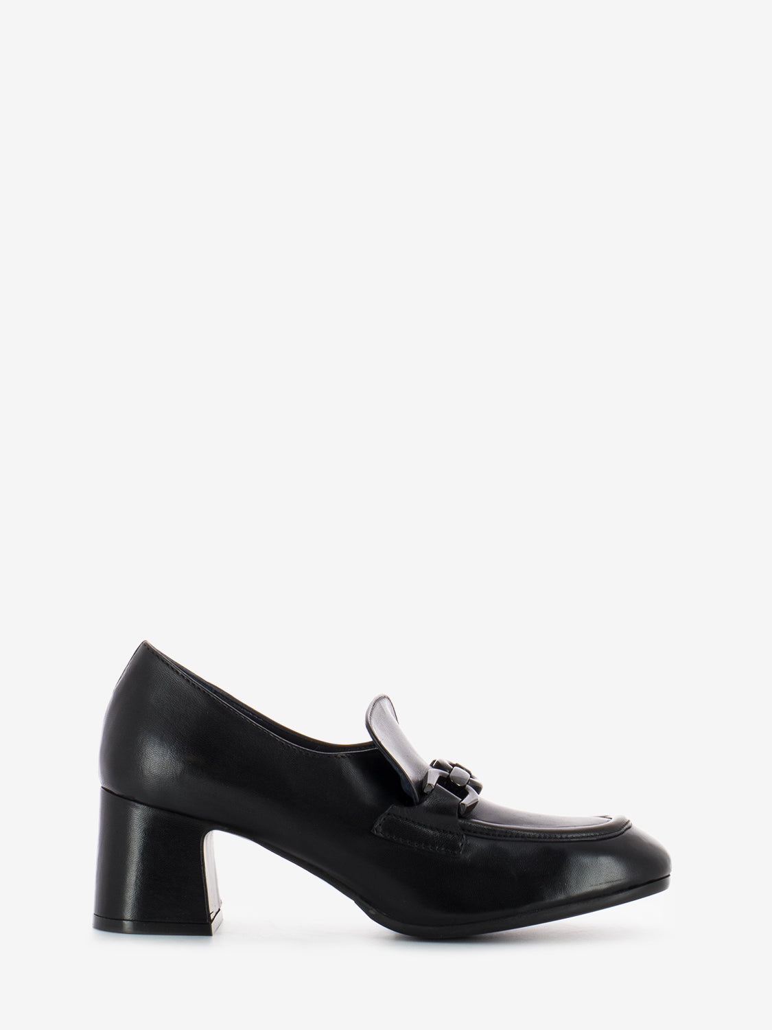 Black Chain Leather Moccasin