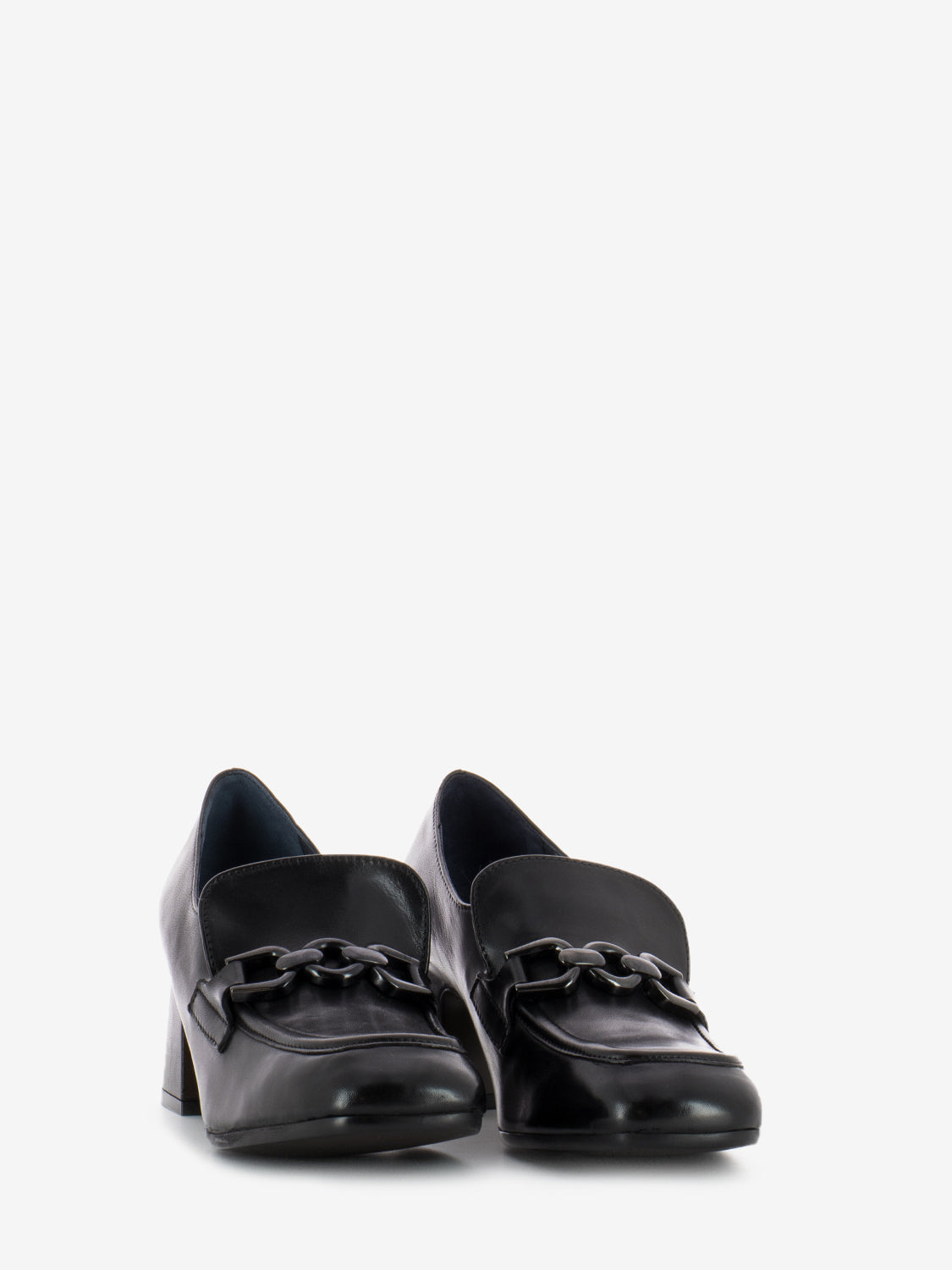 Black Chain Leather Moccasin