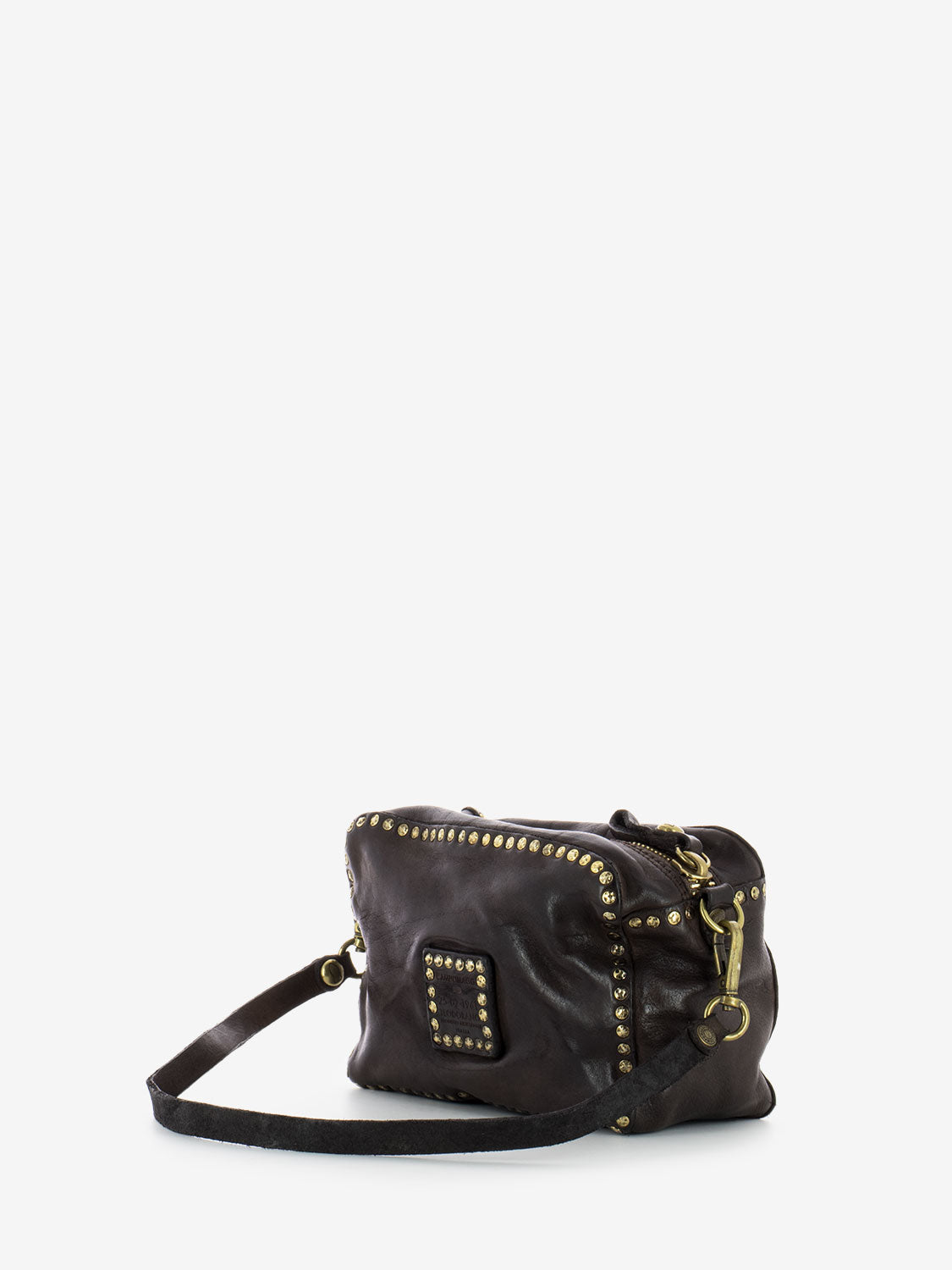 Mini dark brown leather trunk