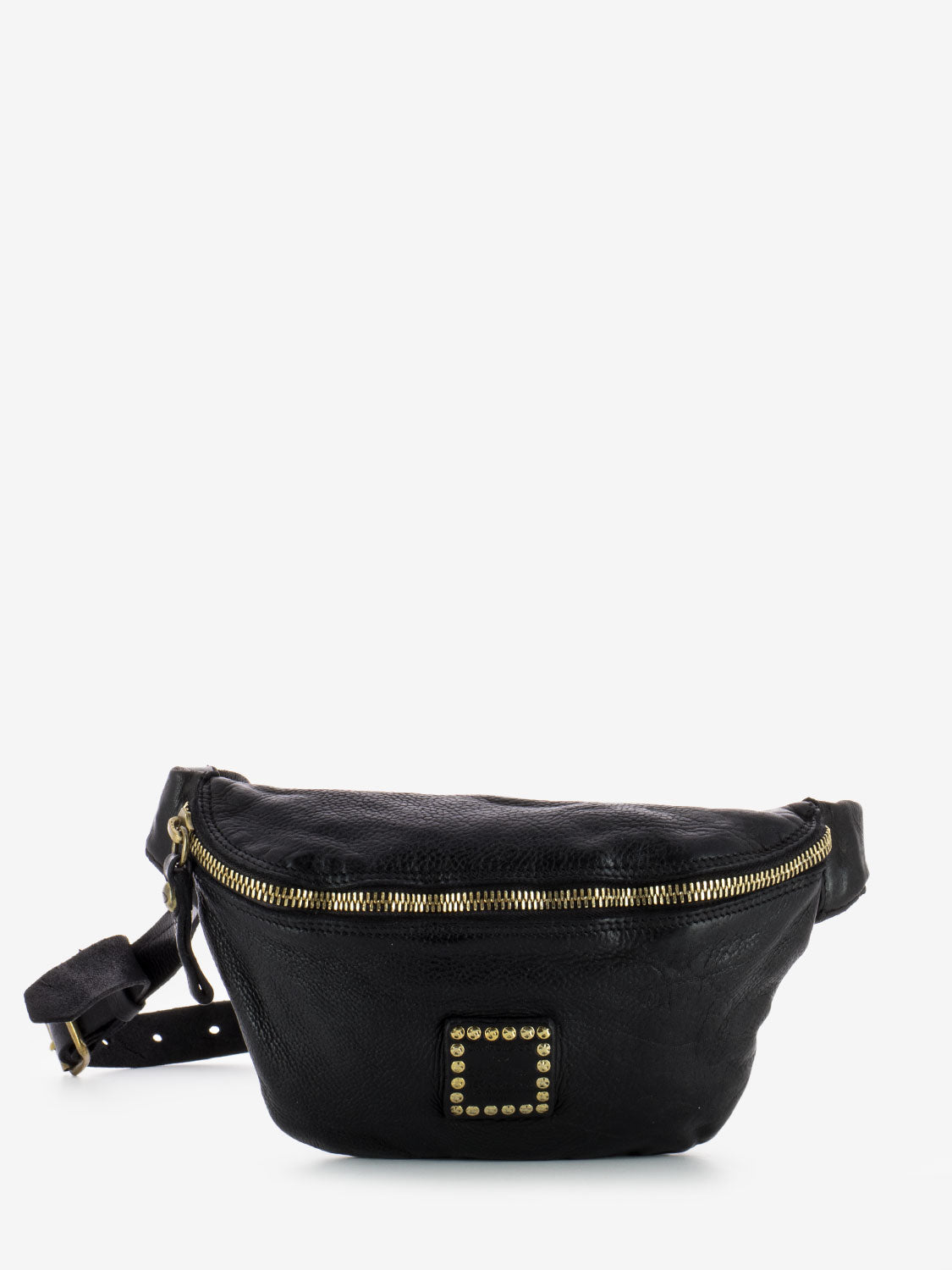 Black studded leather bum bag