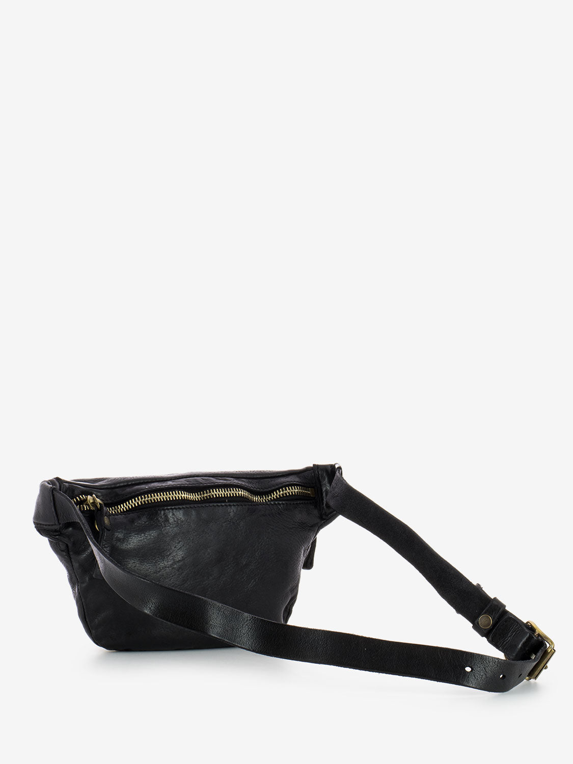 Black studded leather bum bag