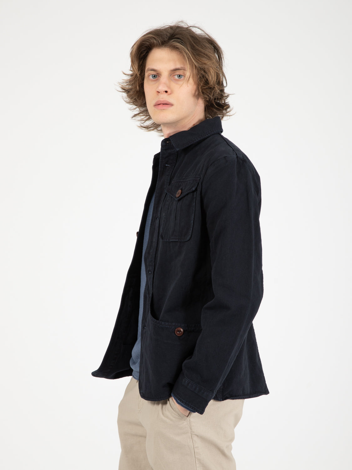 Giacca camicia G514 blu