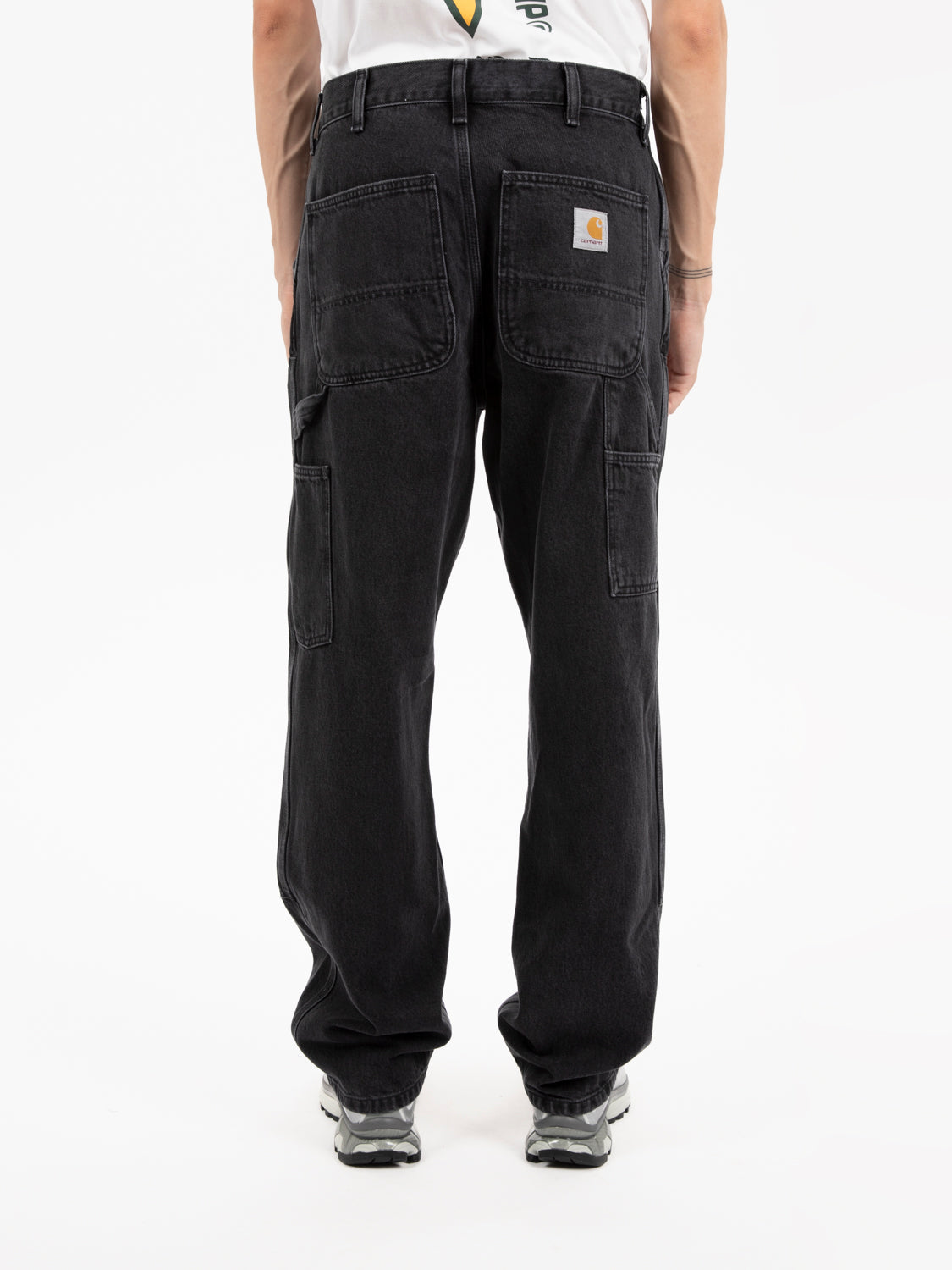 Double knee pant black stone washed