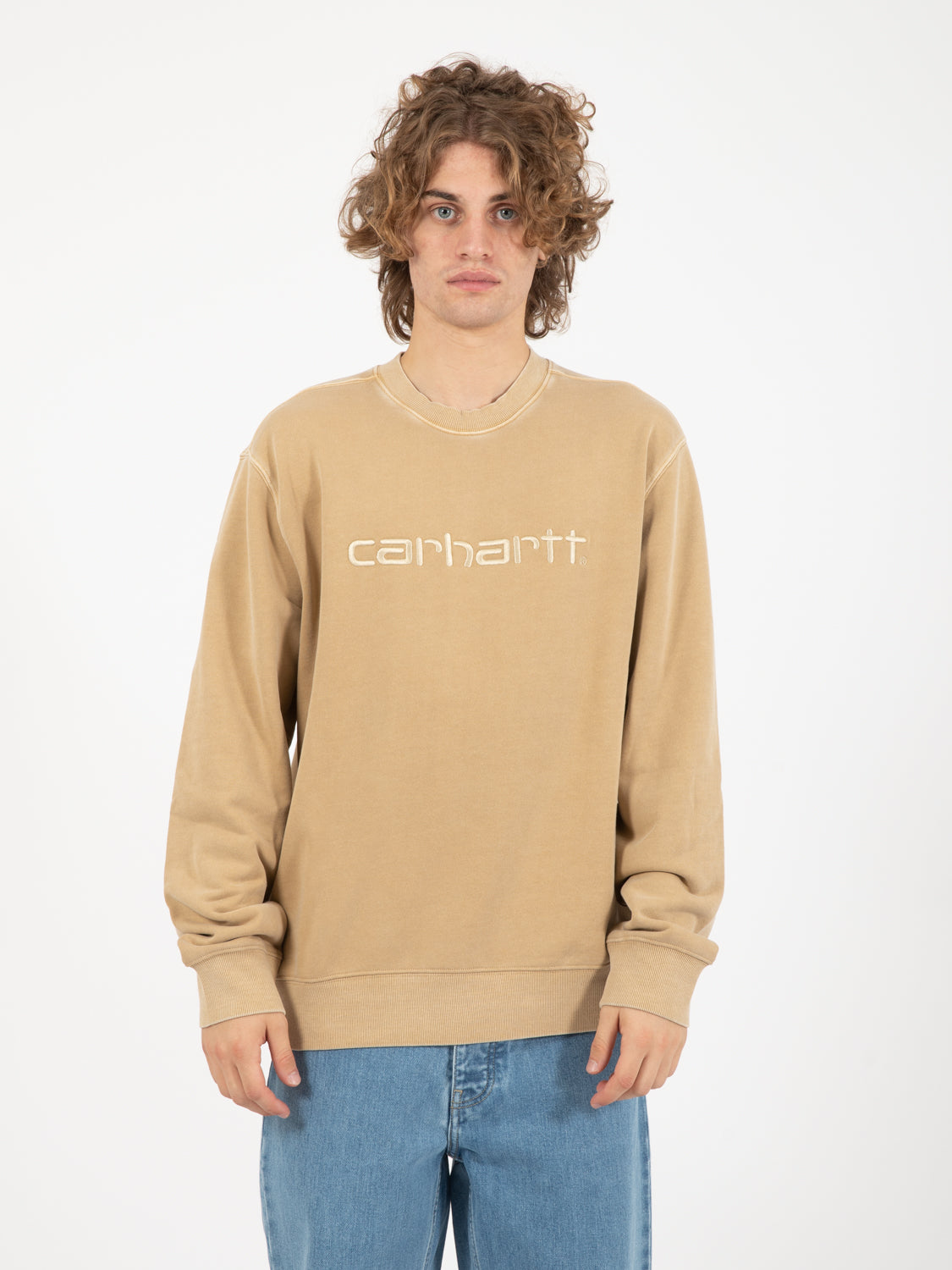 Duster sweat dusty brown garment dyed