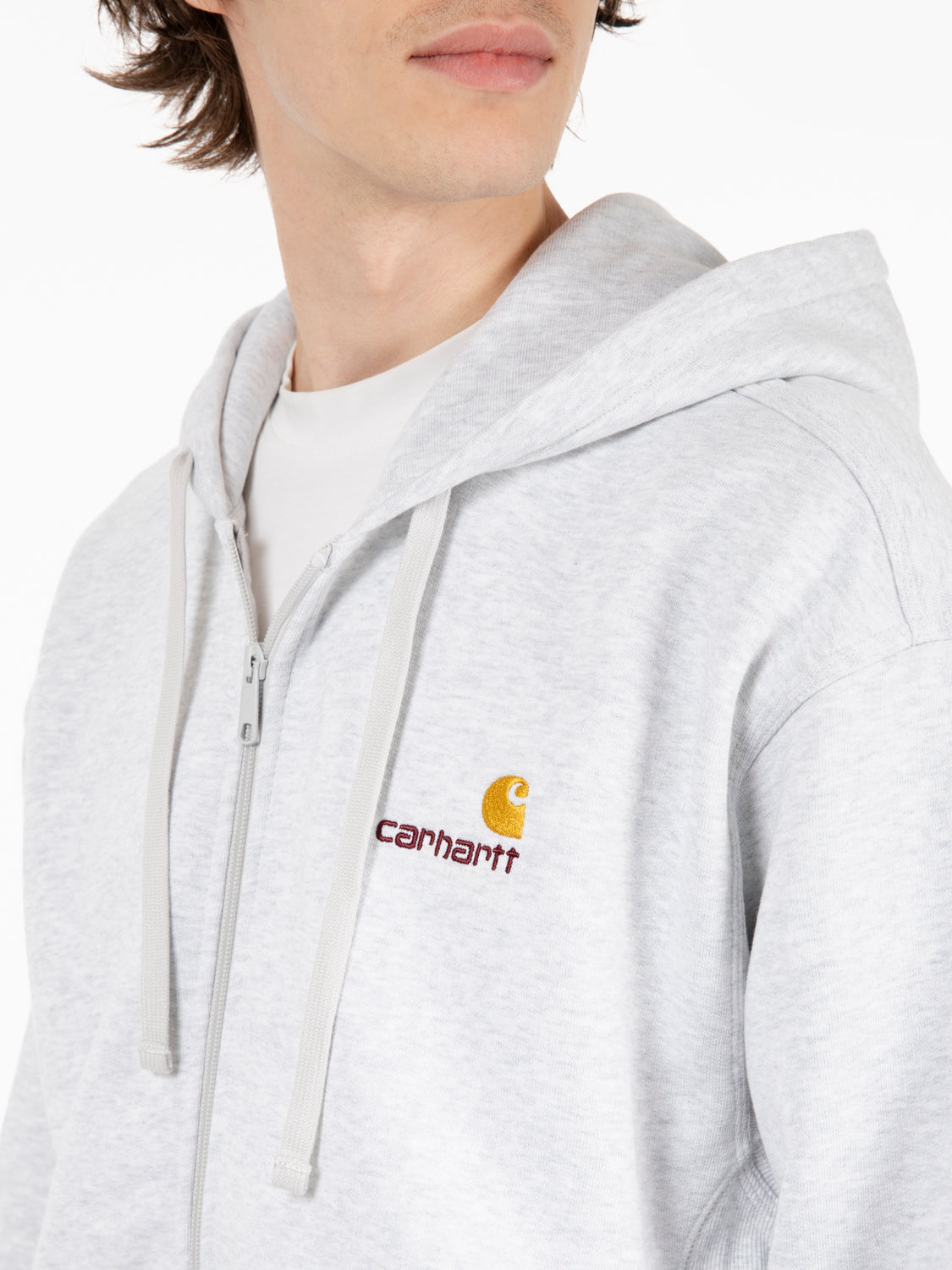 Hooded american script jacket ash heather