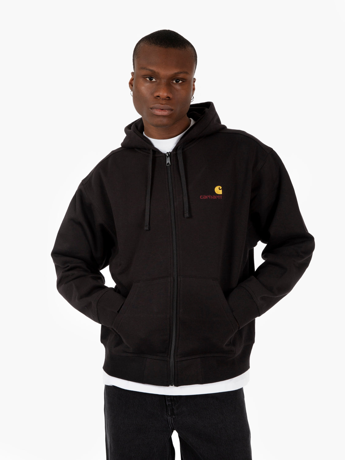 Hooded american script jacket black