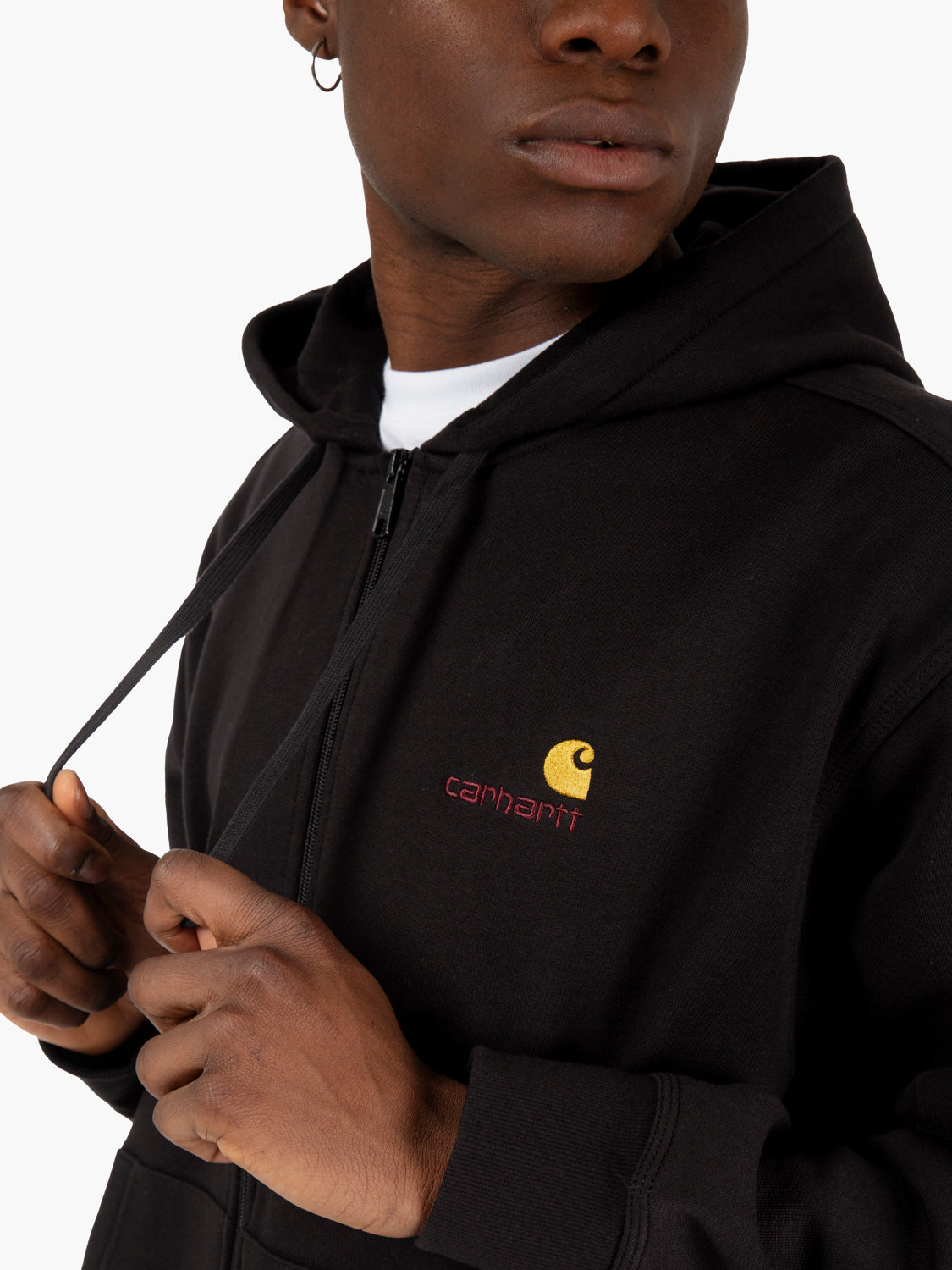 Hooded american script jacket black