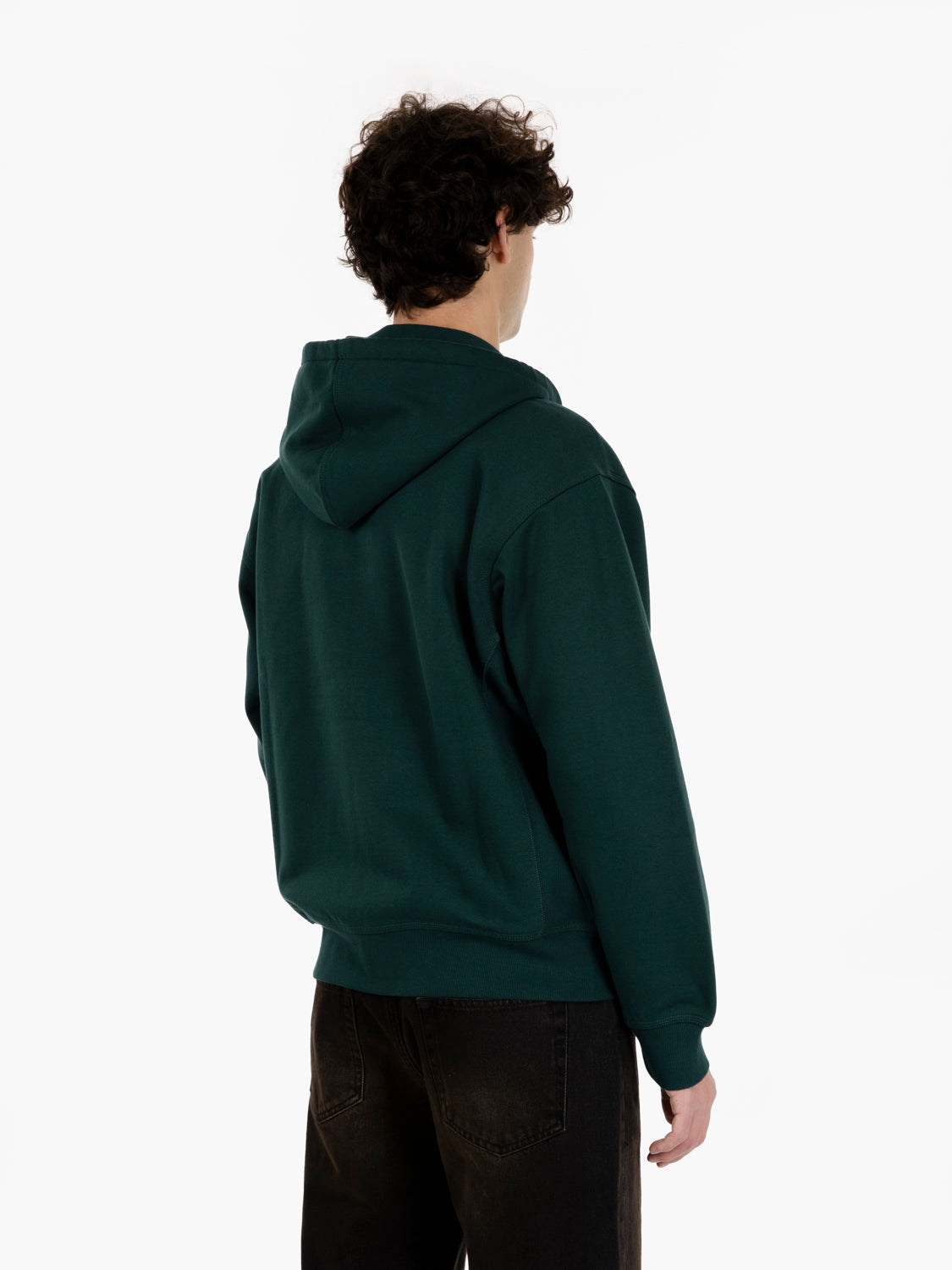 Hooded American Script jacket dark fir