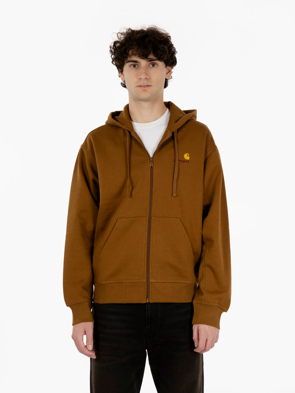 Hooded American script jacket hamilton brown