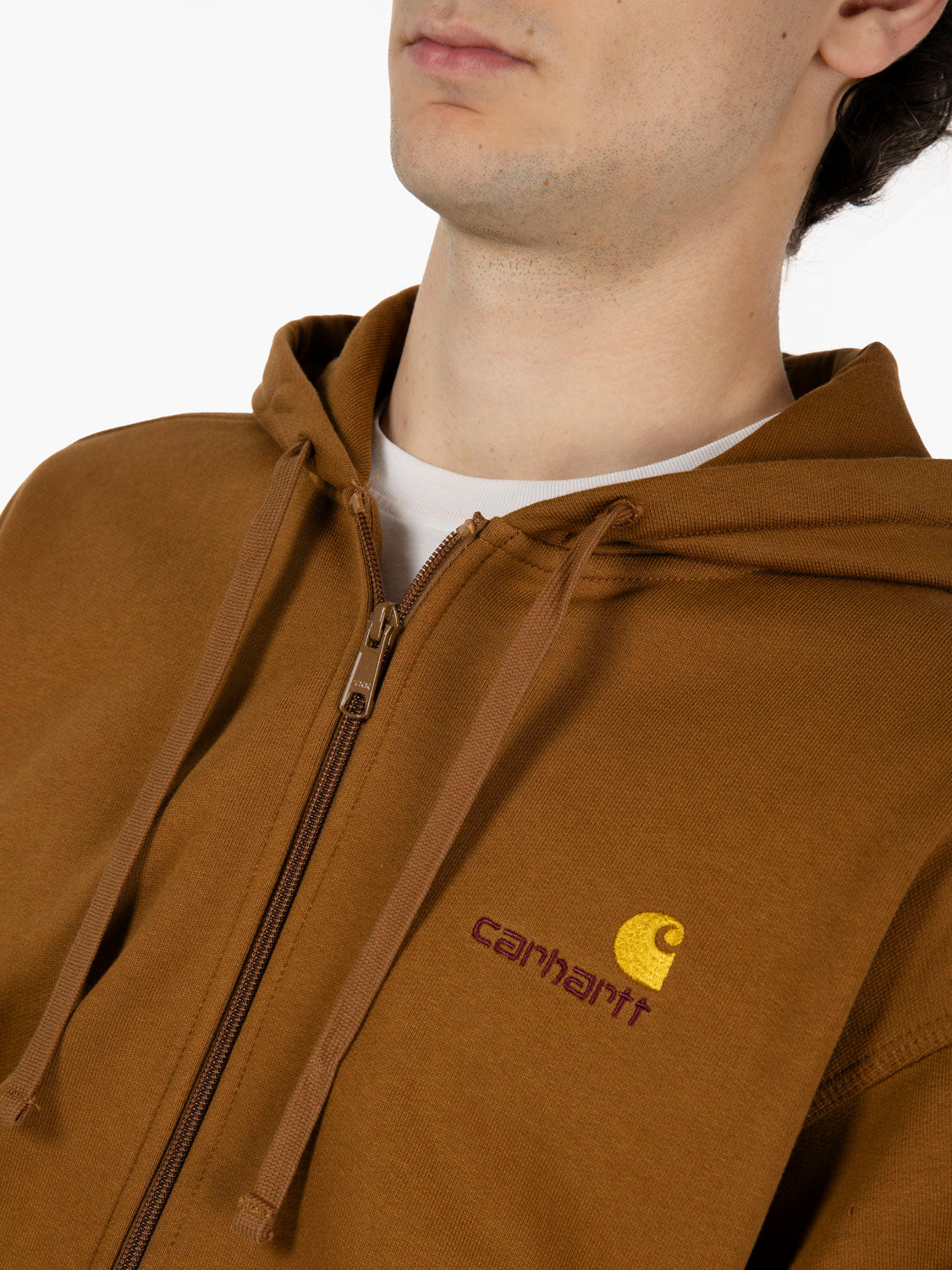 Hooded American script jacket hamilton brown