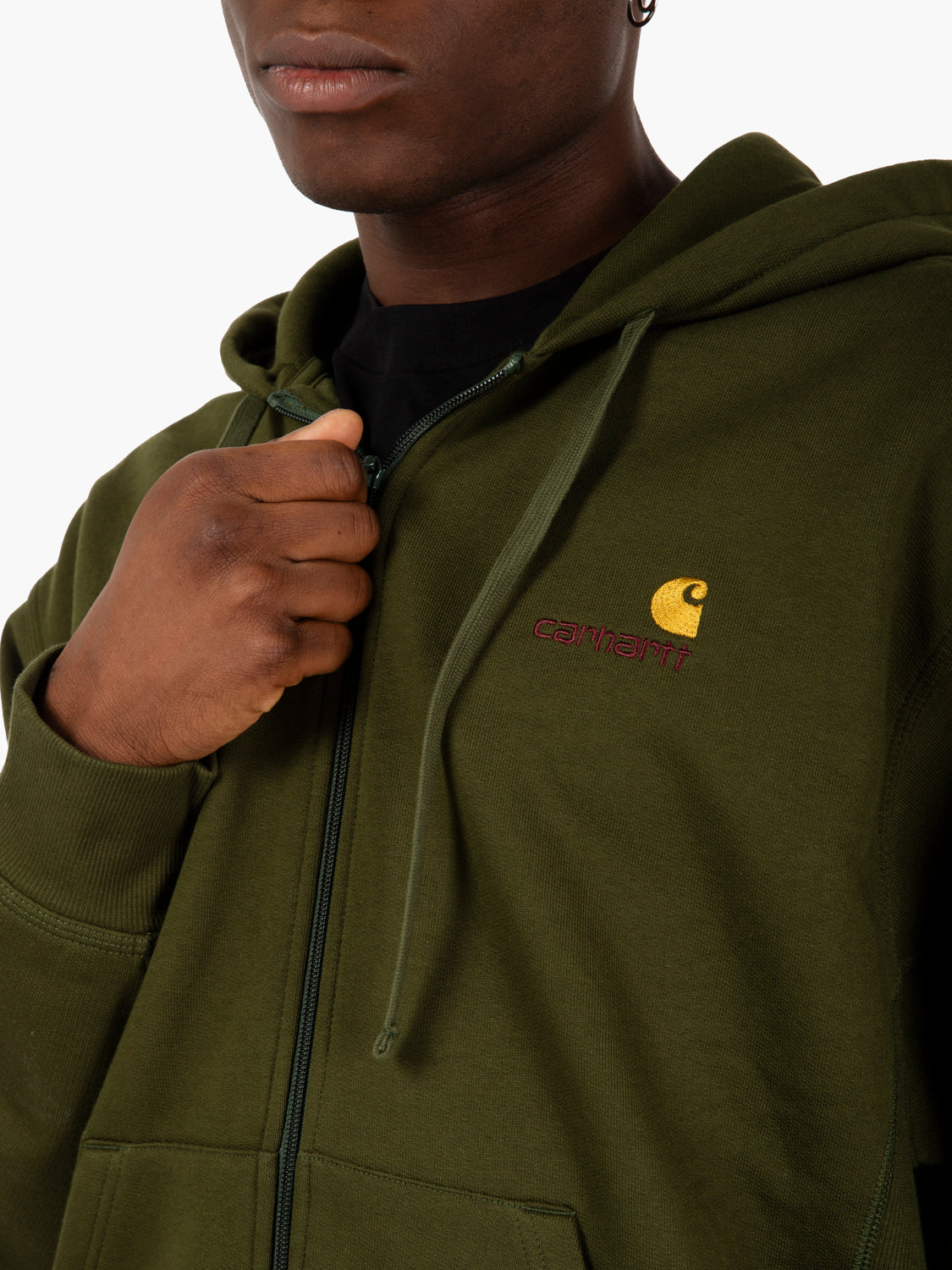 Hooded american script jacket tarragon