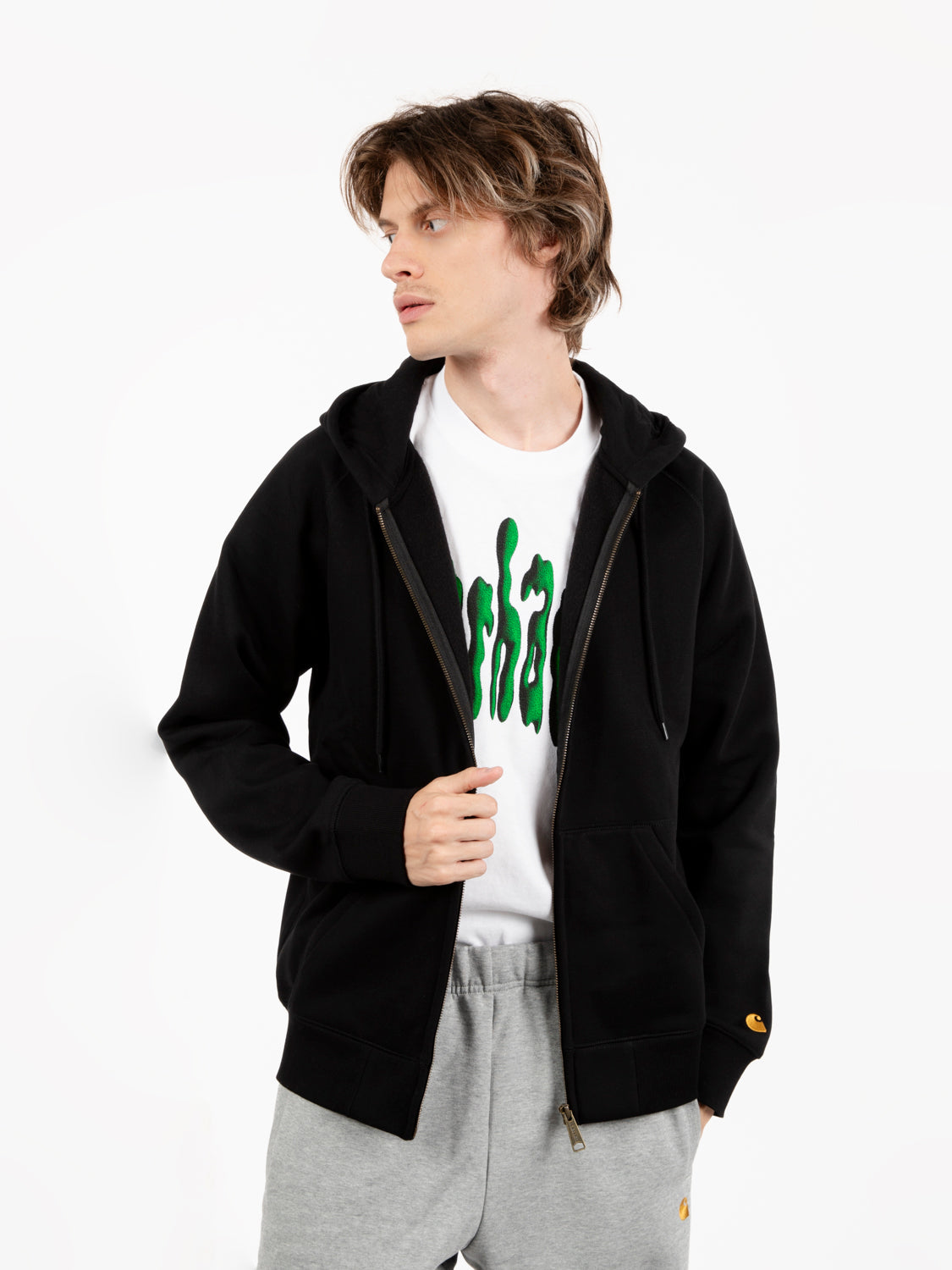 Hooded Chase jacket black / gold