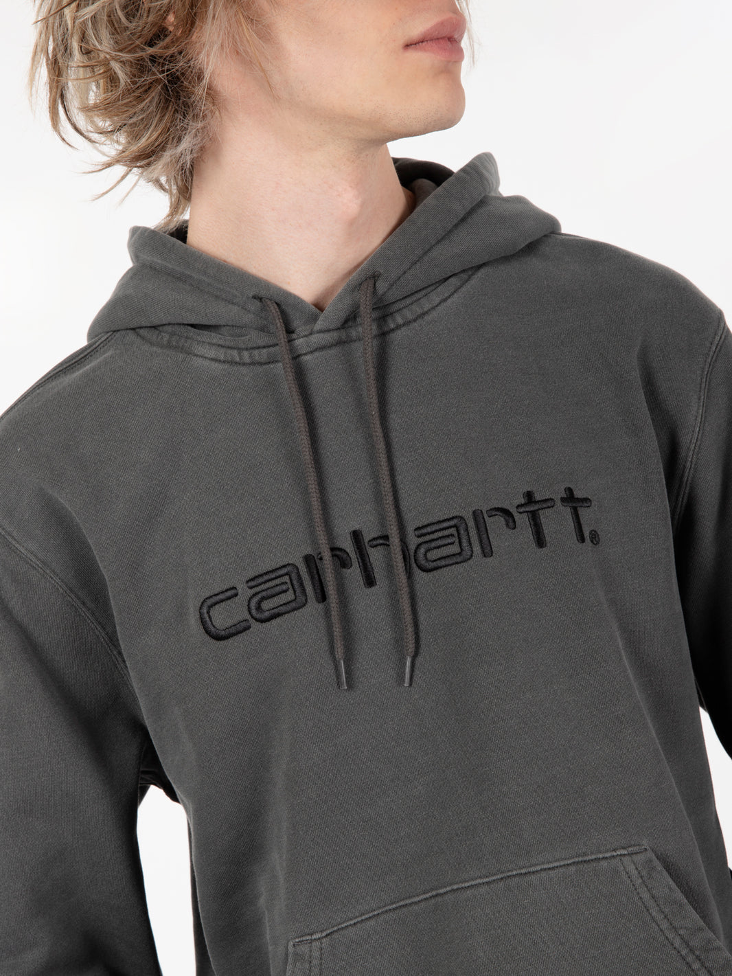 Hooded Duster sweat black garment dyed