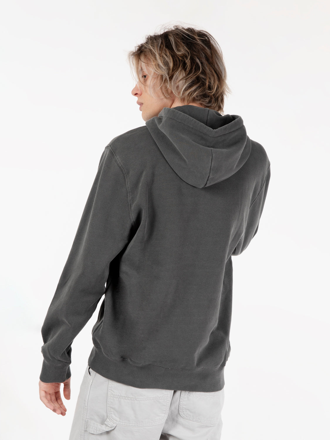 Hooded Duster sweat black garment dyed