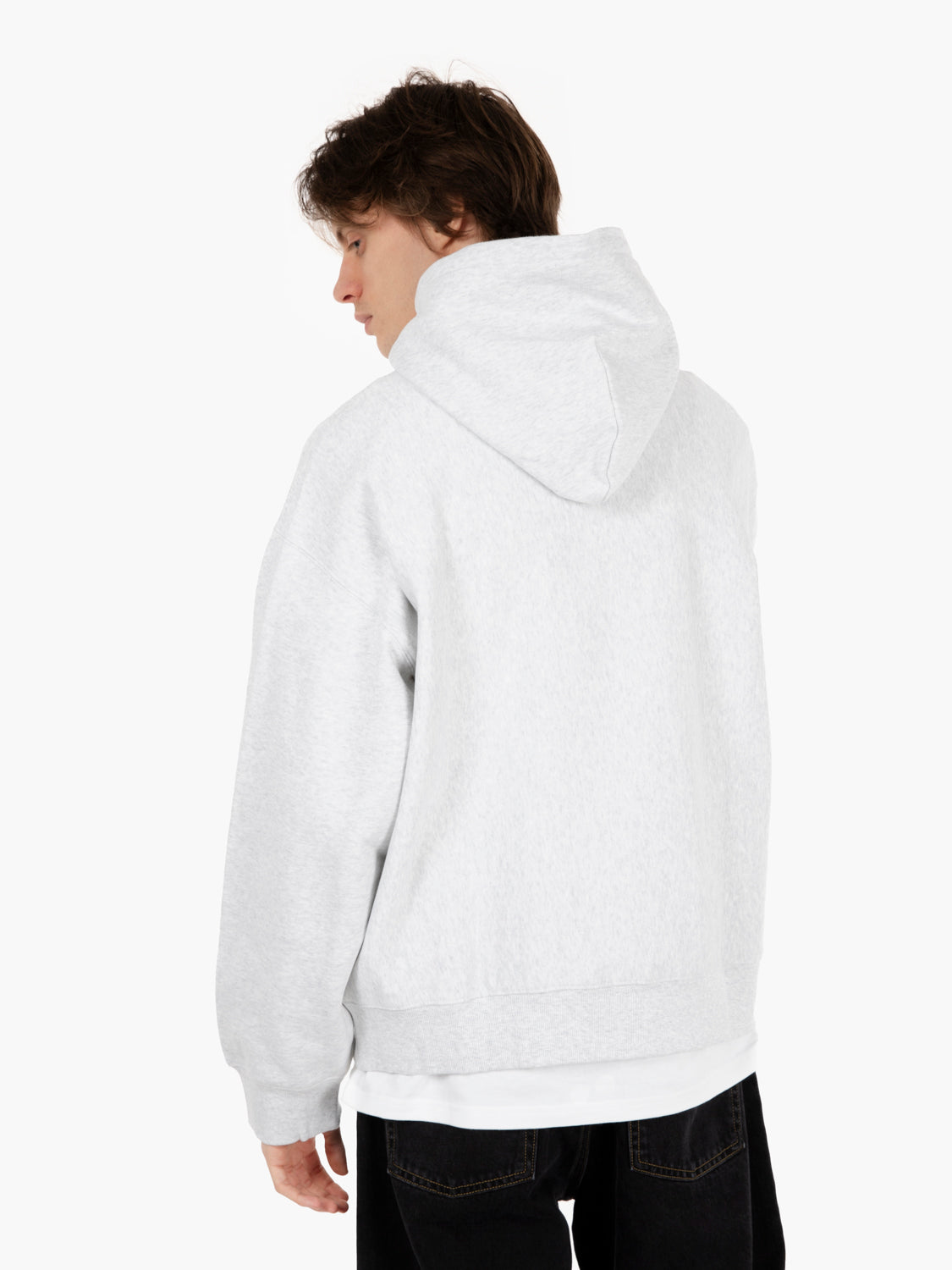 Hooded Label script sweat ash heather