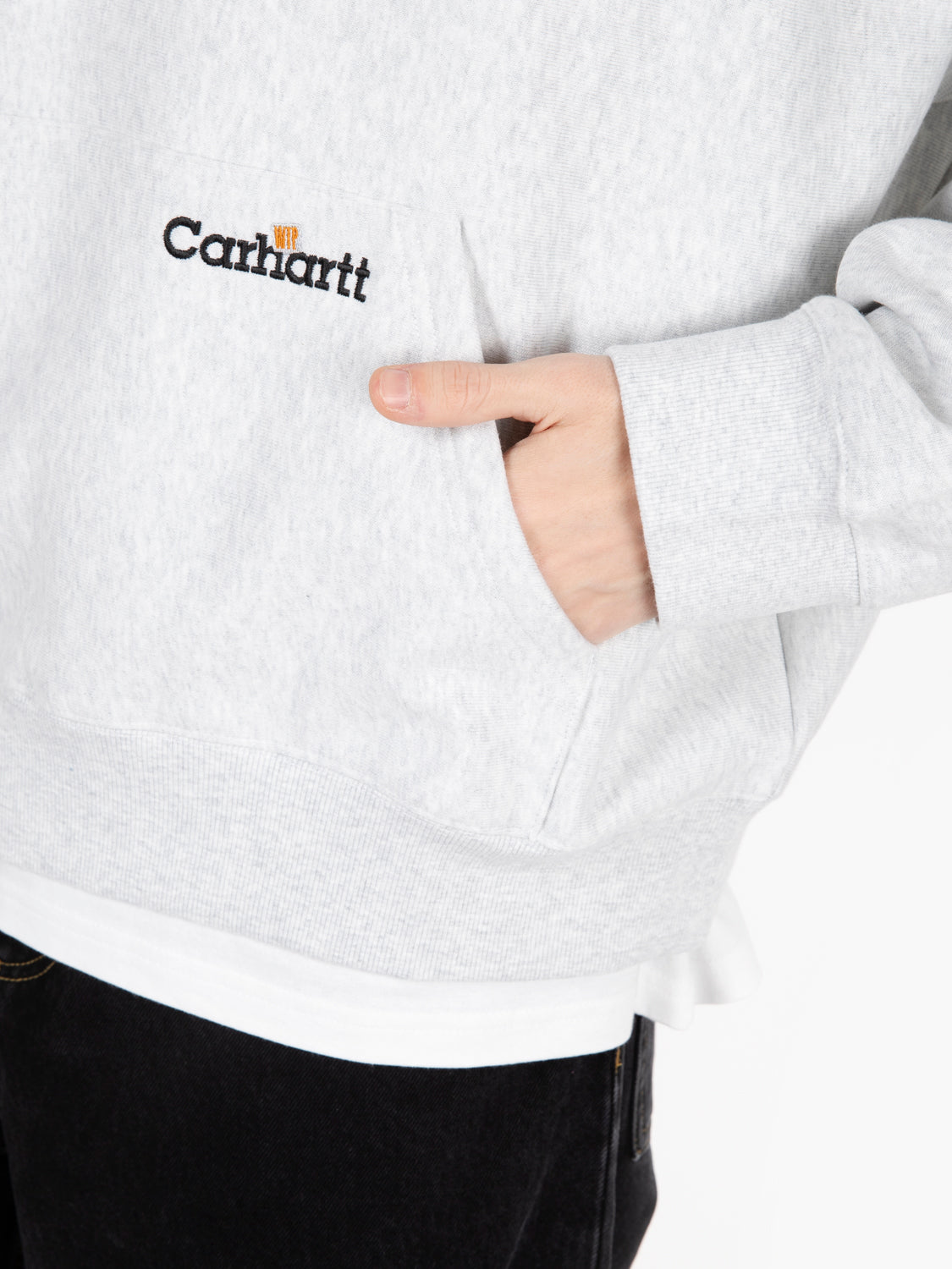 Hooded Label script sweat ash heather