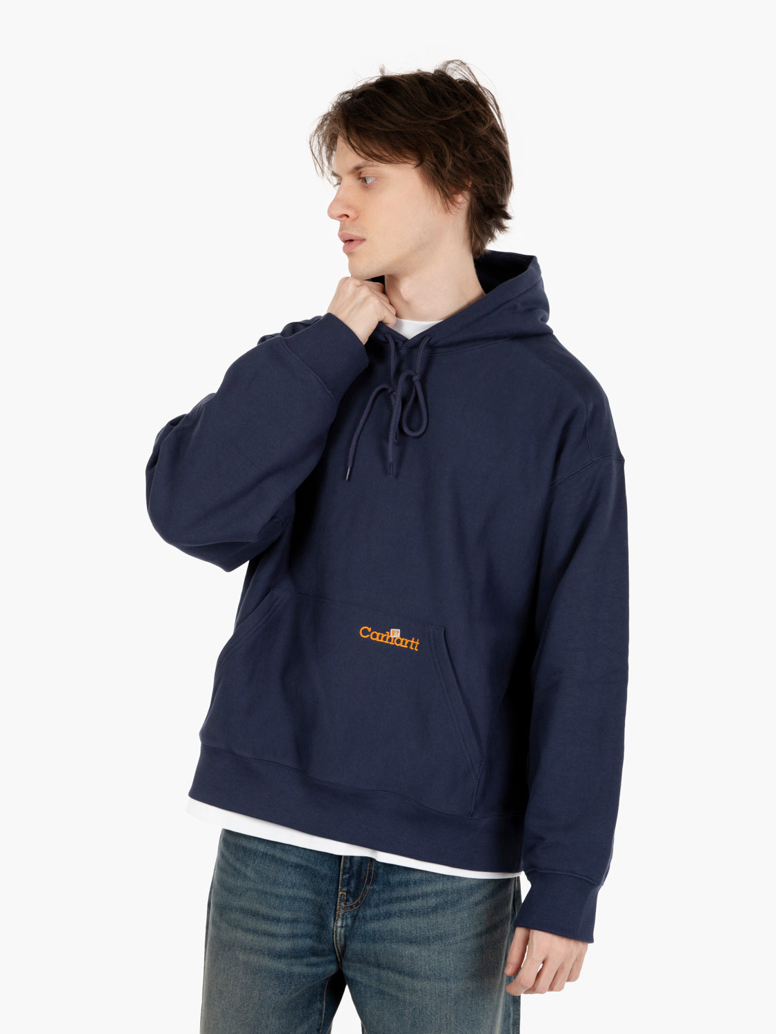 Hooded Label Script sweat blue