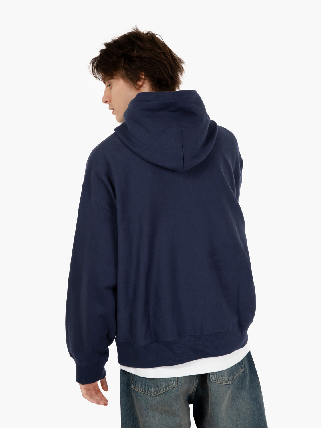 Hooded Label Script sweat blue