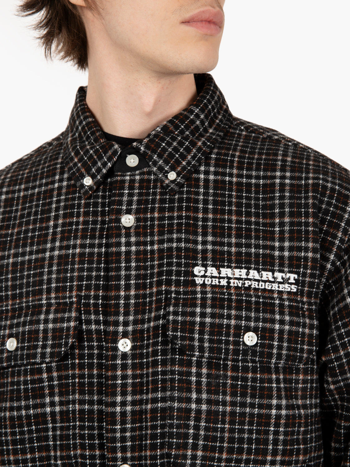 L/S Runaway Millet shirt check black / wax