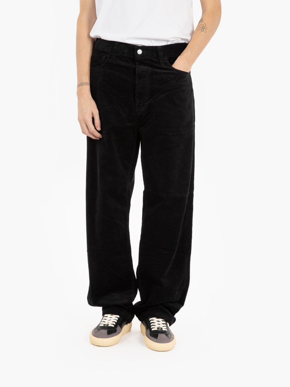 Landon Pant corduroy leather black