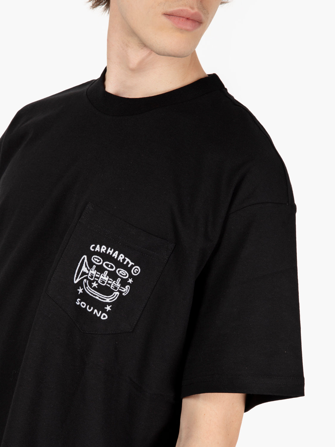 S/S Fragments Pocket t-shirt black / white