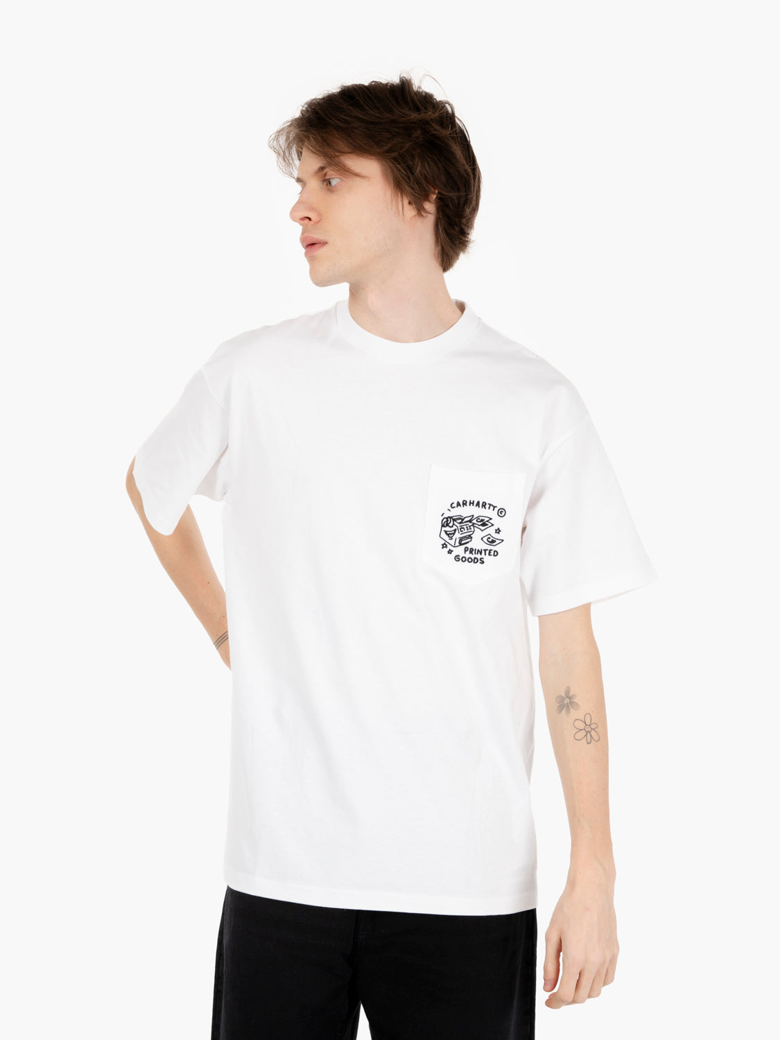 S/S Fragments pocket t-shirt white / black