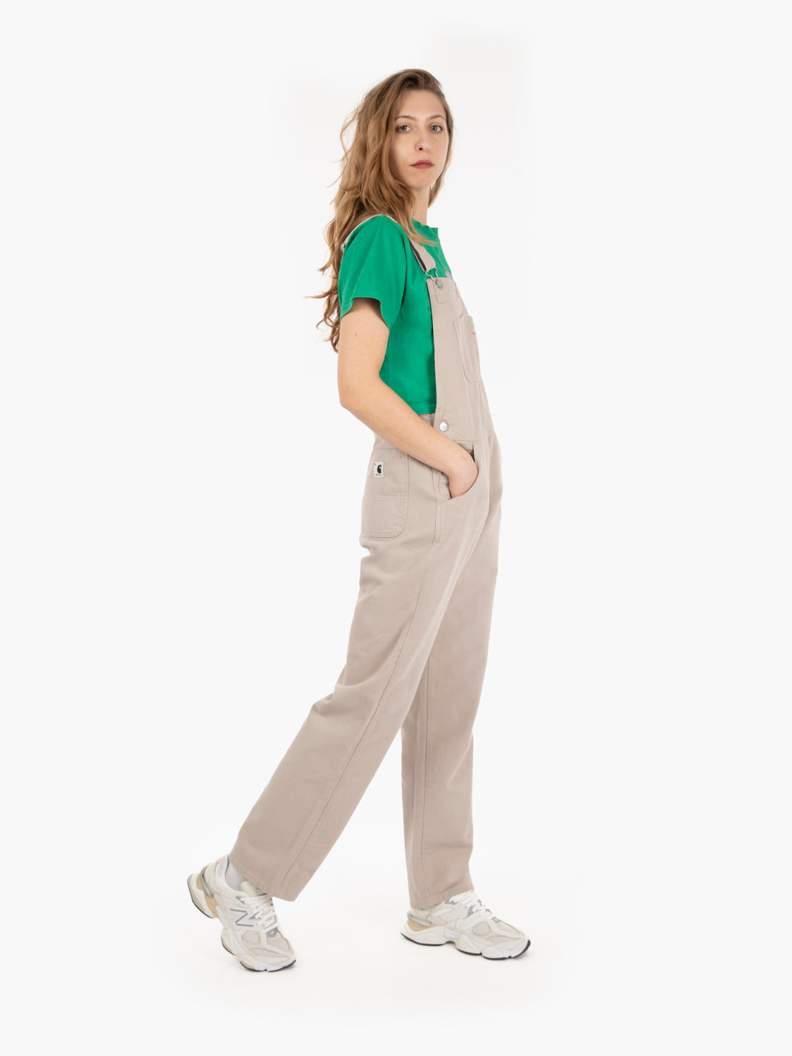 W' Bib overall straight dusky beige