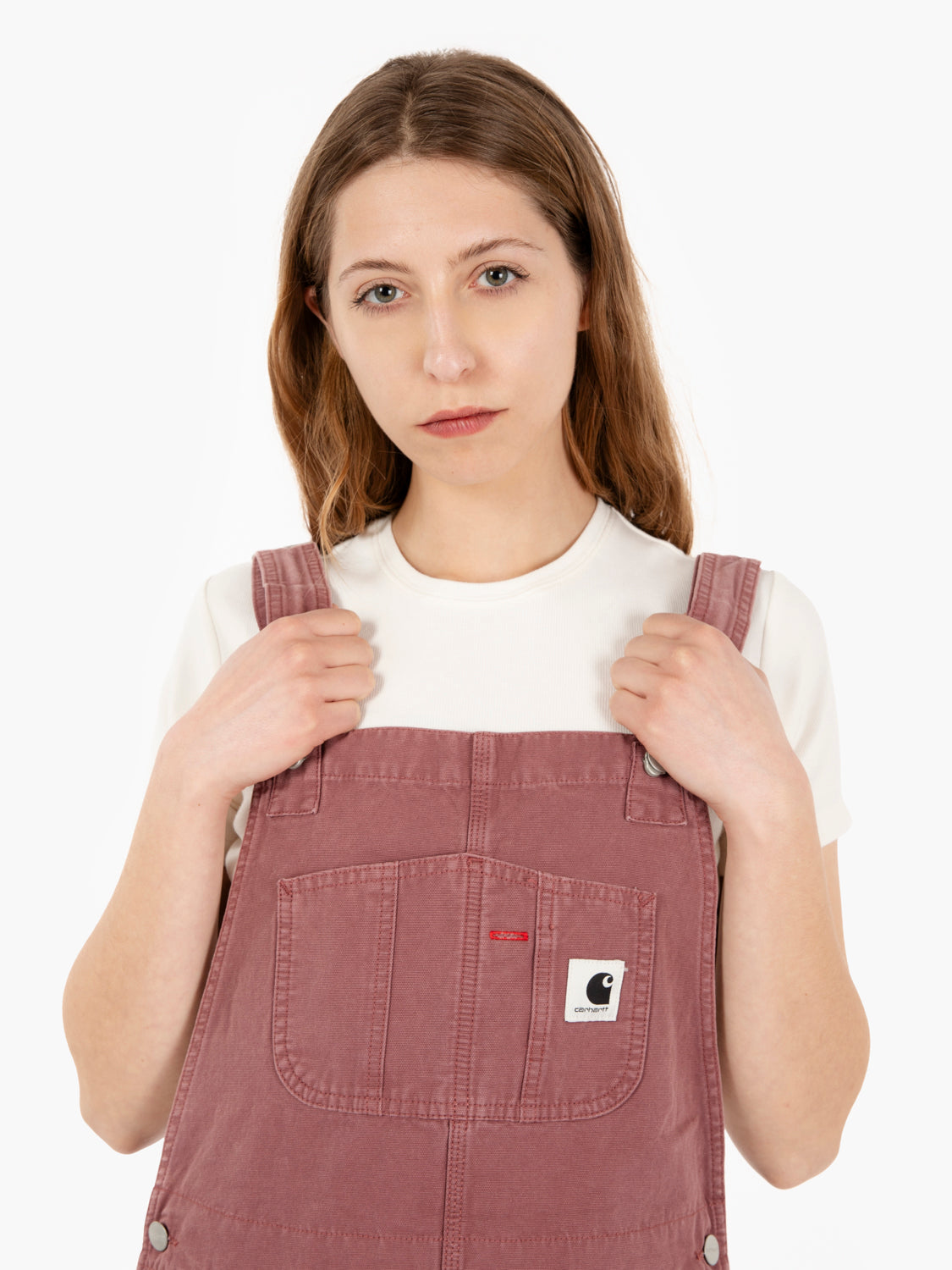 W Bib Overall Straight Dusky Pink