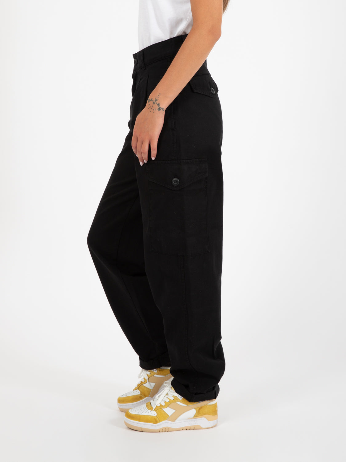 W’ Collins Pant black garment dyed
