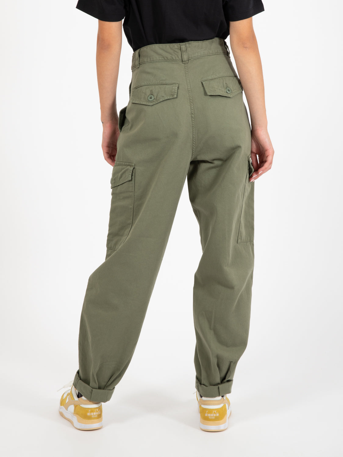 W' collins pant dollar green garment dyed