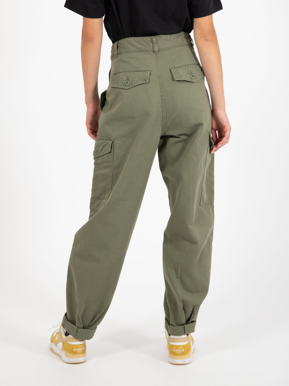 W' collins pant dollar green garment dyed