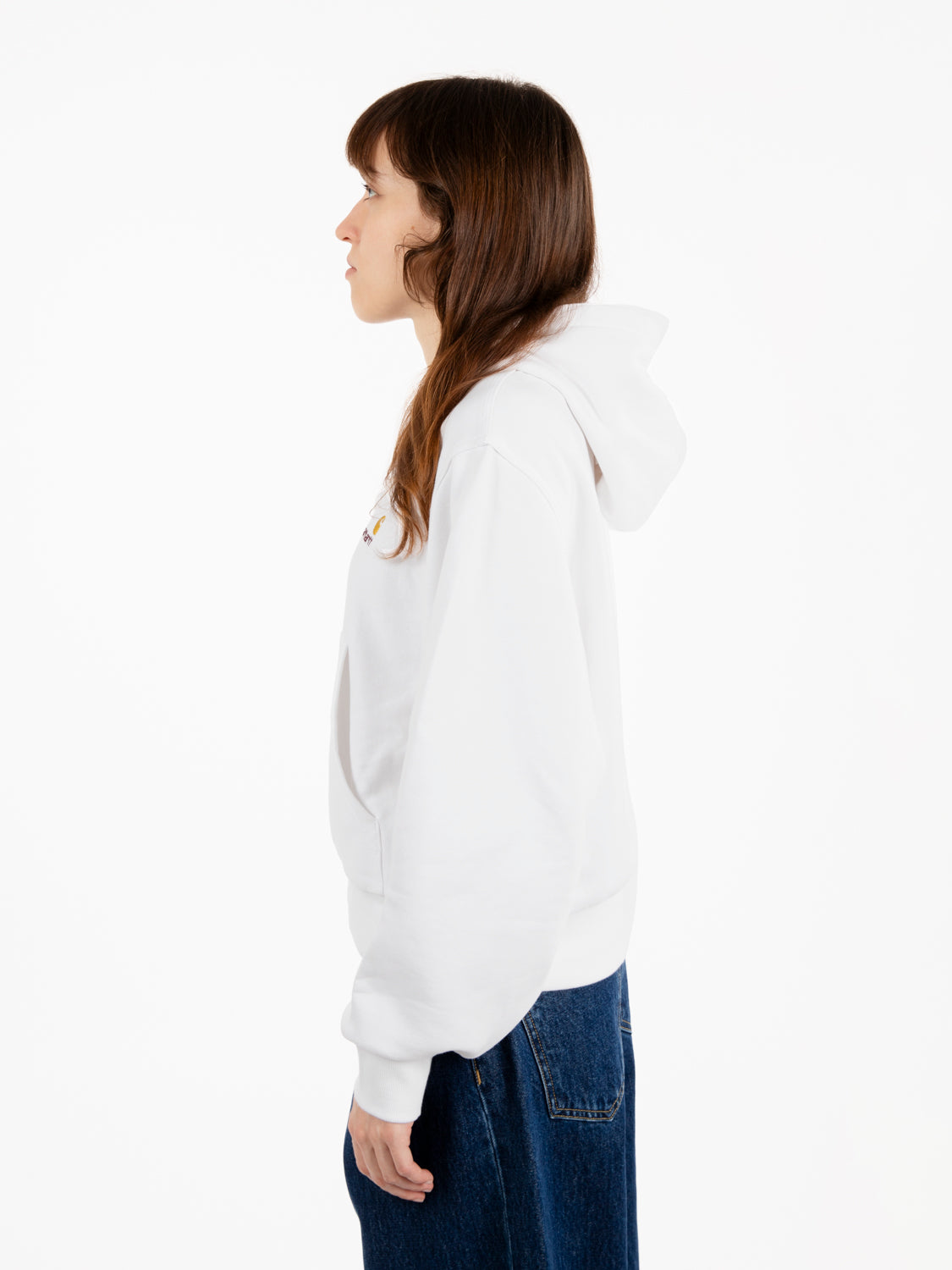 W' HD American script sweat white