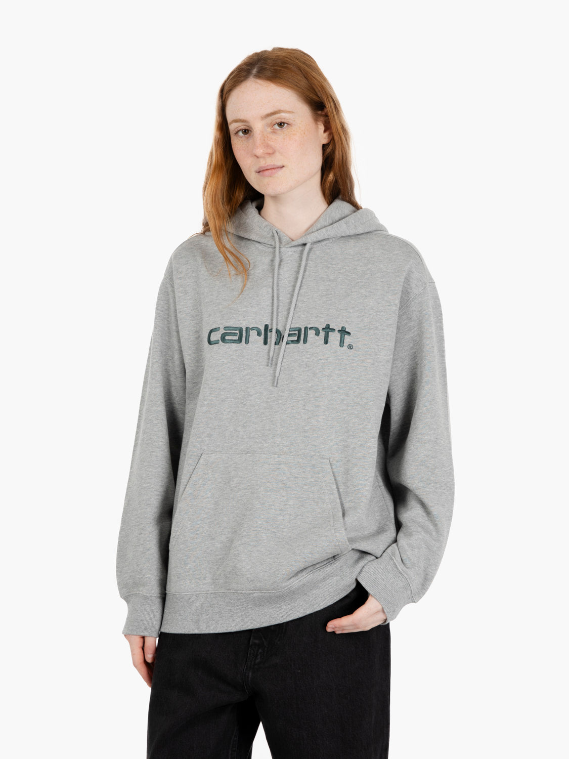 W' Hooded sweatshirt gray heather /dark fir